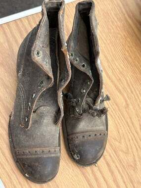 Vintage World War II Era Military Service Boots Hobnail Leather